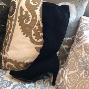 Stuart Weitzman black pullon suede boot